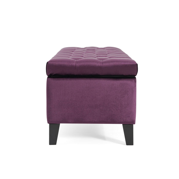 English Elm Christopher Knight Home® - GLOUSTER Storage Ottoman Bench with Button-Tufted Diamond Stitch, Spacious Hidden Storage, 51" Wide Purple N757P245683P