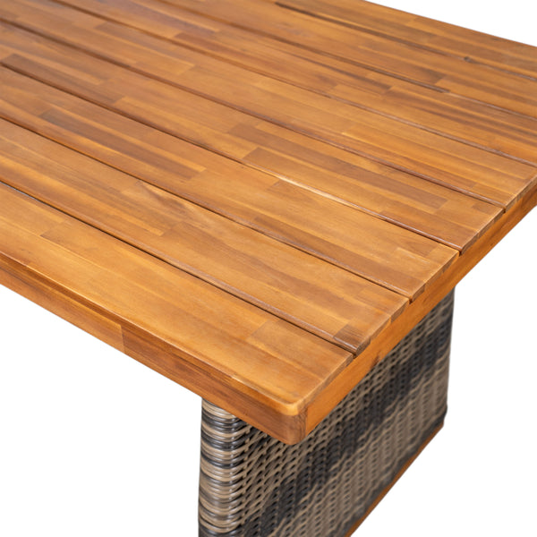 English Elm Christopher Knight Home® - 7 Acacia Wood Outdoor Dining Set 7-Piece with Handwoven Rattan Legs, Durable 200–400 lb Capacity Grey,Teak N773OD00049G