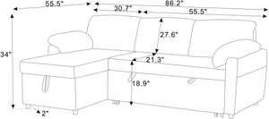 English Elm Convertible Sofa Bed – Stylish 3-In-1 Sectional With Storage For Modern Living Spaces & Guests B343S00025