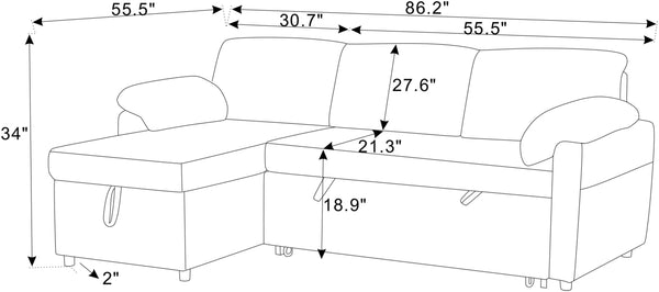 English Elm Convertible Sofa Bed – Versatile 3-In-1 Sectional With Hidden Storage & Plush Comfort For Small Spaces B343S00024