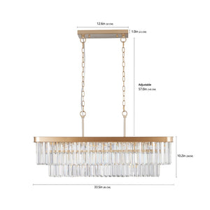 English Elm Chandeliers,rectangular Crystal Iron Frame Gold Glam Light for Dining Kitchen Living W1340P189539