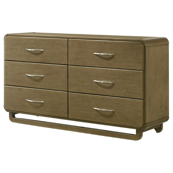 English Elm Tully 6-Drawer Dresser In Warm Nutmeg Finish - Stylish Storage Solution For Modern Bedrooms B062P374095-GIGA