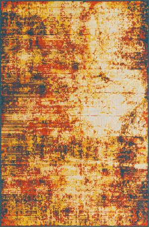 Unique Loom Outdoor Coastal Okyanus Machine Made Abstract Rug Multi, Orange/Yellow/Navy Blue/Ivory 5' 3" x 8' 0"