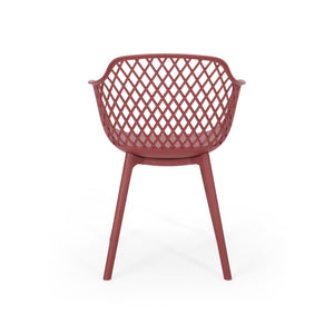 English Elm Christopher Knight Home® - POPPY Weather-Resistant Outdoor Dining Chair with Diamond Mesh Design, Sturdy Polypropylene Comfort Red 24 L x 23.5 W x 22.4 H 69069.00RED