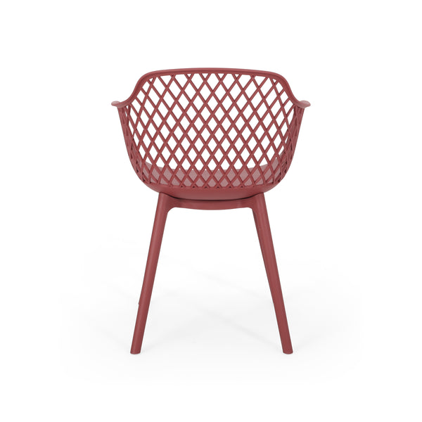 English Elm Christopher Knight Home® - POPPY Weather-Resistant Outdoor Dining Chair with Diamond Mesh Design, Sturdy Polypropylene Comfort Red 24 L x 23.5 W x 22.4 H 69069.00RED