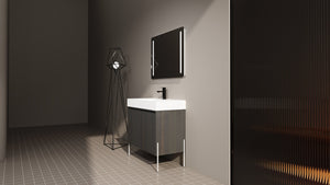 English Elm 36" Freestanding Bathroom Vanity with Durable Resin Sink and Soft-Close Cabinet Doors, Modern Storage Solution for Small Baths W1972S00014