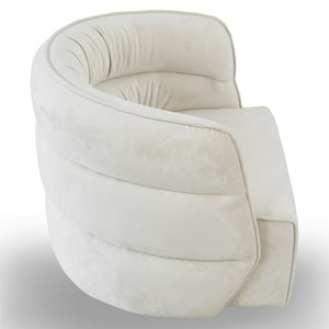 English Elm Ashcroft Furniture - Walden Mid-Century Swivel Chair Velvet Upholstery with Integrated Armrests, Fully Assembled Elegance Cream B183P281190