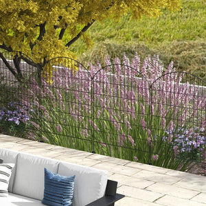 English Elm Outsunny Steel Garden Fence Panels Set of 4 Arched Vine Powder Coated Yard Border W2225P174527
