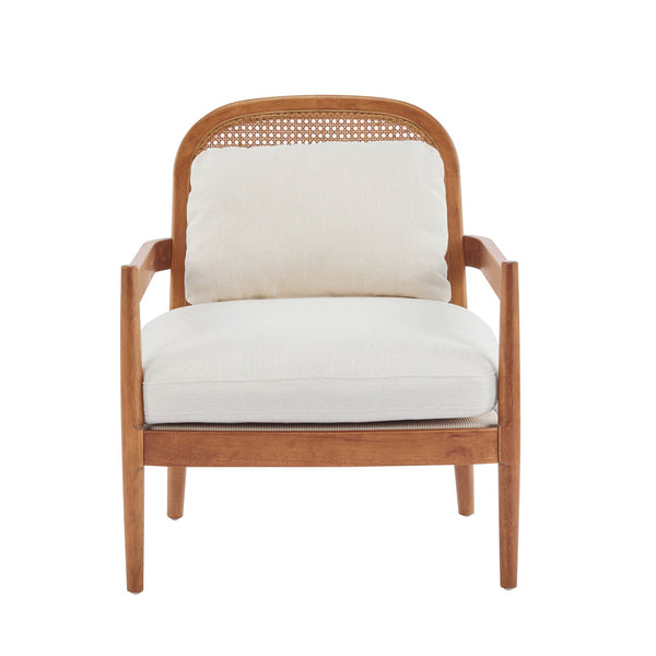 English Elm Christopher Knight Home® - [Set of 2] 26.6" Mid-Century Modern Accent Chair with Solid Wood Frame, Rattan Back and Plush Upholstery Beige,Walnut N767P298390A