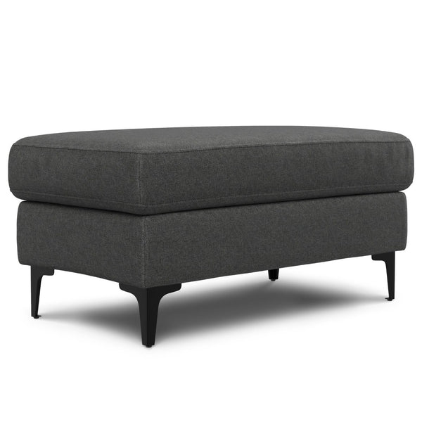 English Elm Ava Mid Century Modern Ottoman with Recycled Fabric Foam Cushion and Matte Black Legs B136P436944