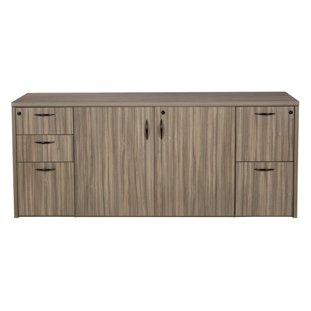 OSP Home Furnishings Storage Credenza with Soft-close Doors Engineered Wood Mid-century Modern Media Console NAPURB-110
