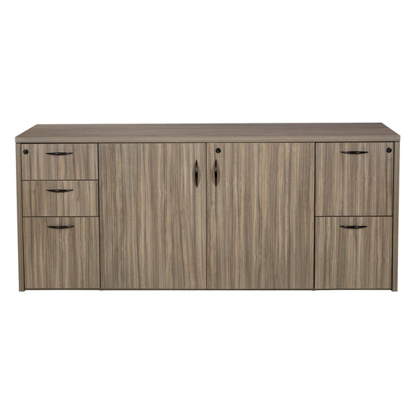 OSP Home Furnishings Storage Credenza with Soft-close Doors Engineered Wood Mid-century Modern Media Console NAPURB-110