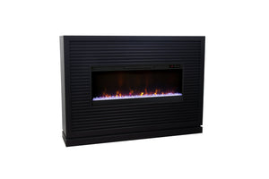 English Elm Riviera 64" Fireplace Mantel with 42" Electric Insert, Poplar & Okume Veneer, Bourbon Finish, Remote Control Black B108P364426