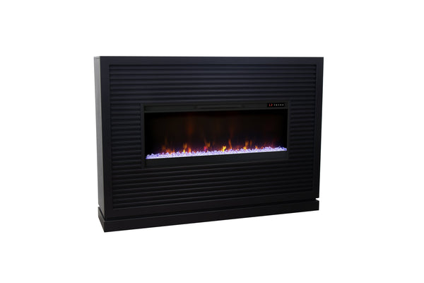 English Elm Riviera 64" Fireplace Mantel with 42" Electric Insert, Poplar & Okume Veneer, Bourbon Finish, Remote Control Black B108P364426