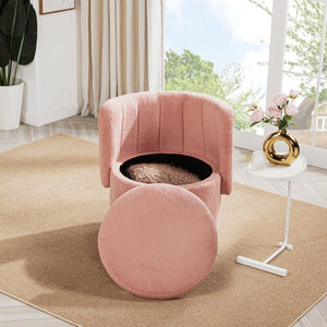 English Elm 360 Swivel Bouclé Sofa Chair with Hidden Storage Compartment, Ergonomic Plush Cushioning for Cozy Living Spaces Pink 28.75 L x 28 W x 20.5 H W1716P196479