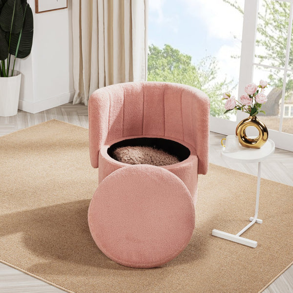 English Elm 360 Swivel Bouclé Sofa Chair with Hidden Storage Compartment, Ergonomic Plush Cushioning for Cozy Living Spaces Pink 28.75 L x 28 W x 20.5 H W1716P196479