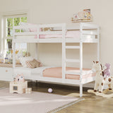 Simple Solid Wood Twin Over Twin Bunk Bed White SOPB3HWHWP Walker Edison