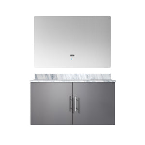 English Elm Dark Grey Bath Vanity With Carrara Marble Top & Led Mirror - Modern Design For Elegant Spaces B2731S00755