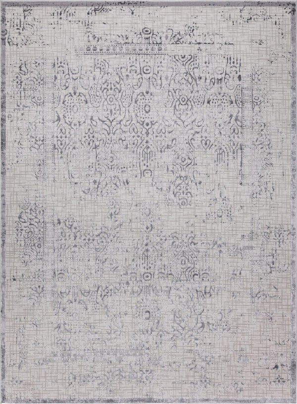 Unique Loom Aberdeen Stanhope Machine Made Border Rug Gray, Beige/Ivory 10' 4" x 14' 1"