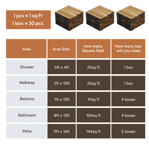 English Elm 30 Interlocking Deck Tiles 12" Square Acacia Hardwood Striped Outdoor Flooring Waterproof DIY Teak+Yellow W2391P276697