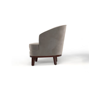 English Elm Ava Upholstered Barrel Accent Chair with Velvet-Like Fabric, Channel-Tufted Back, Plush Cushioning, Wooden Legs Gray B347P340822