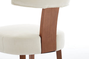 English Elm 064-Set Linen Fabric Modern Armless Dining Chairs with Curved Back & Solid Light Brown Legs for Stylish Comfort Beige W527P292111