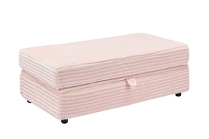 English Elm 47.24-inch corduroy armchair with storage ottoman and USB ports, spring seat, solid wood frame lounge Pink W3356S00022