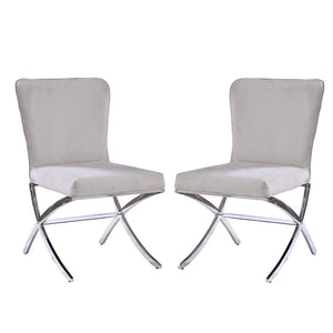 English Elm Set Of 2 Armless Side Chairs In Grey Velvet With Chrome Base - Stylish, Comfortable, Modern Design B016P314615-GIGA
