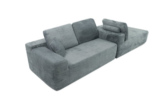 English Elm Cloud L-Shape Sectional Sofa - Plush Corduroy Couch With Deep Seats, No Assembly, Modern Living Room Comfort W3975S00012