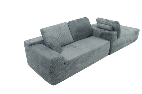 English Elm Cloud L-Shape Sectional Sofa - Plush Corduroy Couch With Deep Seats, No Assembly, Modern Living Room Comfort W3975S00012