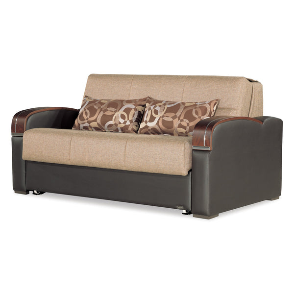 English Elm PrimeNest SlumberCore Collection Upholstered Convertible Loveseat with Storage, Sleeper, Durable PU Finish Brown B030P281822