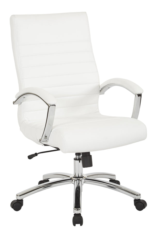 OSP Home Furnishings Executive Mid-back Office Chair with Faux Leather Upholstery and Lumbar Support White FL92017C-U11