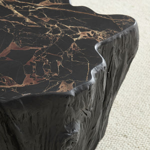 English Elm 48.62 Inch Sculptural Fiberglass Coffee Table Organic Form Gloss Finish Living Room W876P400325