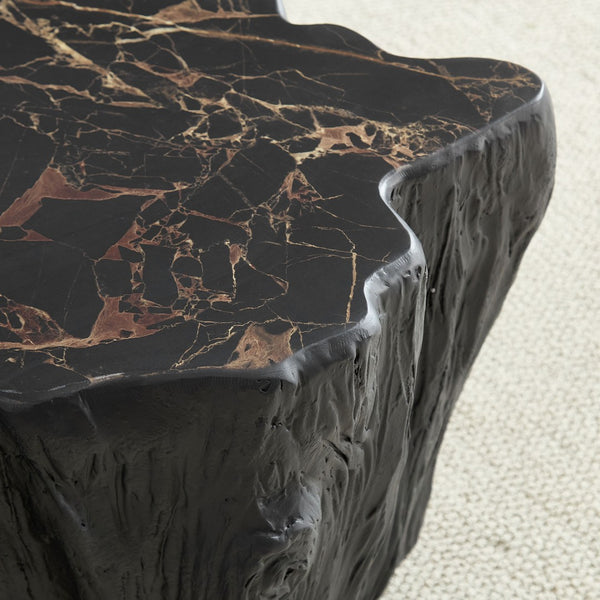 English Elm 48.62 Inch Sculptural Fiberglass Coffee Table Organic Form Gloss Finish Living Room W876P400325