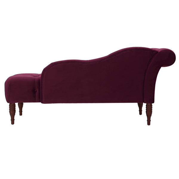 English Elm Jennifer Taylor Home - Samuel Tufted Roll Arm Chaise Lounge in Lux Velvet Upholstery with Kiln-Dried Hardwood Frame and Plush Support Burgundy B2719P238290