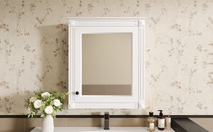 English Elm 24'' 24'' Wall Mounted Bathroom Mirror Cabinet with Adjustable Shelves, Space-Saving Modern Storage Solution White N710P195492K