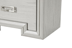 English Elm Transitional Rustic White Nightstand with Usb Charging Dovetail Drawers and Metal Handles B2741P435311