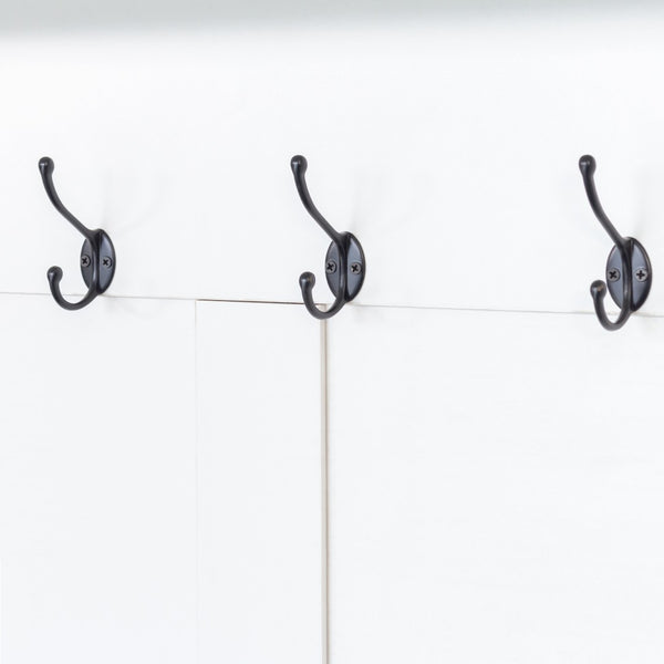 English Elm On-Trend Farmhouse Wooden Hall Tree With 6 Hooks, 4-In-1 Storage Bench & Adjustable Shelves, White N721S000044K-GIGA