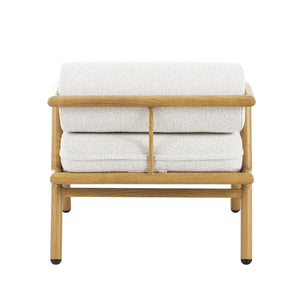 English Elm Christopher Knight Home® - La Fiora Teak-Finish Iron Club Chair Set of 2 with Off-White Outdoor Cushions, Weather-Resistant Luxe Seating N775P247389T