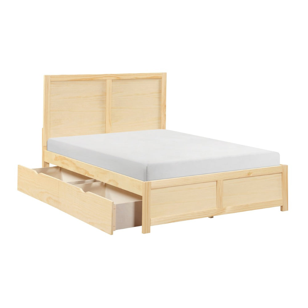 English Elm Contemporary Full Platform Bed Tall Headboard Natural Pine Wood Scandinavian Bedroom Frame B011S02457