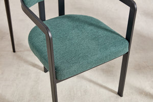 English Elm Modern Tufted Boucle Dining Chairs Set of 2 with Curved Back and Matte Metal Legs Antique Green,Black W3244P337417