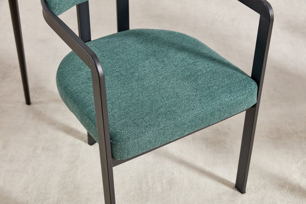 English Elm Modern Tufted Boucle Dining Chairs Set of 2 with Curved Back and Matte Metal Legs Antique Green,Black W3244P337417