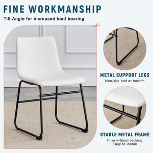 English Elm Set Of 4 Modern White Pu Leather Chairs – Stylish, Ergonomic, And Easy-Clean For Any Space! W3226P279062-GIGA