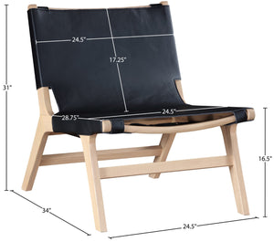 Meridian Furniture Rawlins Sling Accent Chair Vegan Leather Seat Ash Wood Frame Mid-century Modern Lounge Black Style A 33004Black-C