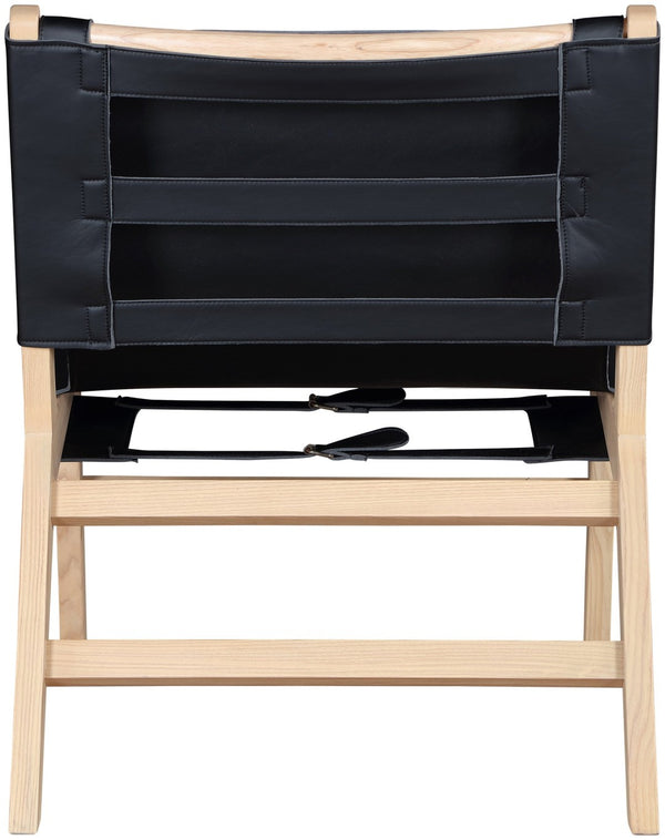 Meridian Furniture Rawlins Sling Accent Chair Vegan Leather Seat Ash Wood Frame Mid-century Modern Lounge Black Style A 33004Black-C