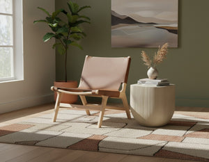 Meridian Furniture Rawlins Sling Accent Chair Vegan Leather Seat Ash Wood Frame Mid-century Modern Lounge Cognac Style A 33004Cognac-C