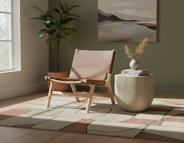 Meridian Furniture Rawlins Sling Accent Chair Vegan Leather Seat Ash Wood Frame Mid-century Modern Lounge Cognac Style A 33004Cognac-C