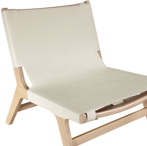 Meridian Furniture Rawlins Sling Accent Chair Vegan Leather Seat Ash Wood Frame Mid-century Modern Lounge Cream Style A 33004Cream-C