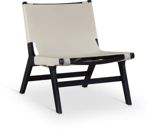 Meridian Furniture Rawlins Sling Accent Chair Vegan Leather Seat Ash Wood Frame Mid-century Modern Lounge Beige Style B 33005Beige-C