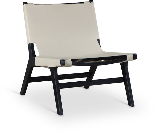Meridian Furniture Rawlins Sling Accent Chair Vegan Leather Seat Ash Wood Frame Mid-century Modern Lounge Beige Style B 33005Beige-C